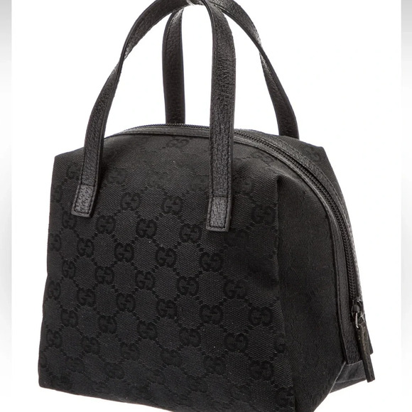 Vintage Mini Gucci GG Logo Top Handle Black Canvas Bag - Picture 7 of 14